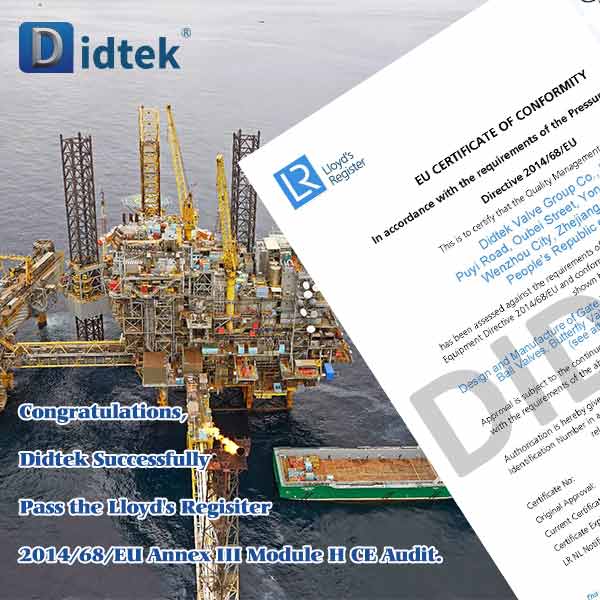 Didtek Successfully Pass the Lloyd's Regisiter 2014/68/EU Annex III Module H CE Audit.